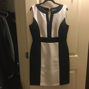 Tahari black and white dress